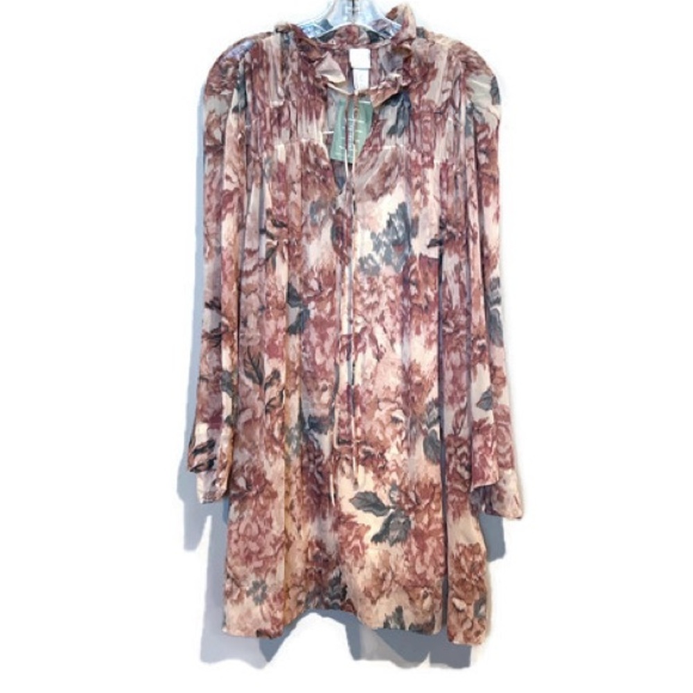 H&M Boho Floral Long Sleeve Flowy Lined Dress New